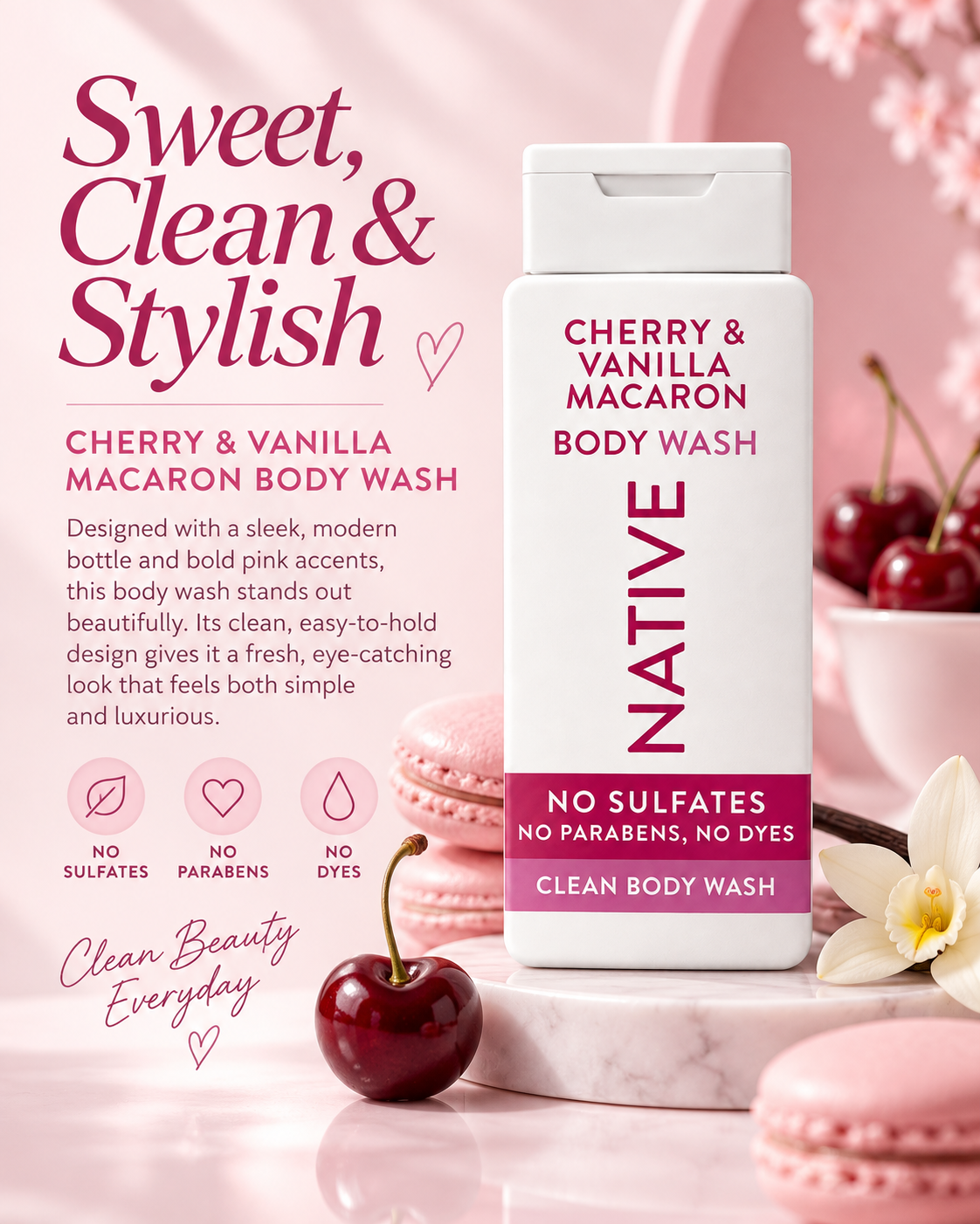CHERRY &
VANILLA
MACARON
BODY WASH