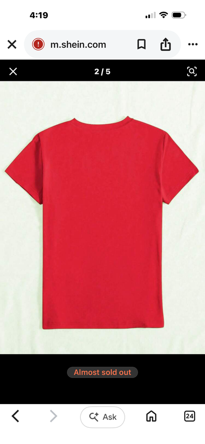 Letter And Portrait Pattern Printing T -Shirt, Casual Short -Sleeved Round Neck Top, Women's T- Shirts