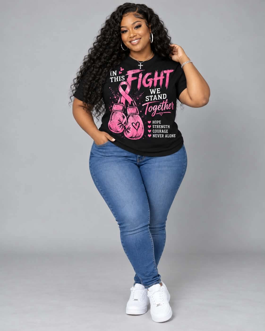 Women’s Breast Cancer Survivor Faith T-Shirt, Featuring an Inspirational “By the Grace of God” Quote in Pink Print, with a Comfortable Crew Neck and Short Sleeves for Everyday Wear.