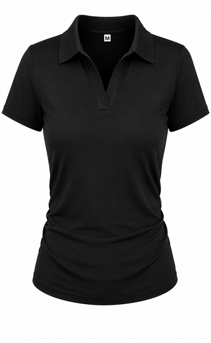 Women's Solid Color Polo Collar Short Sleeve Casual-  T-Shirt