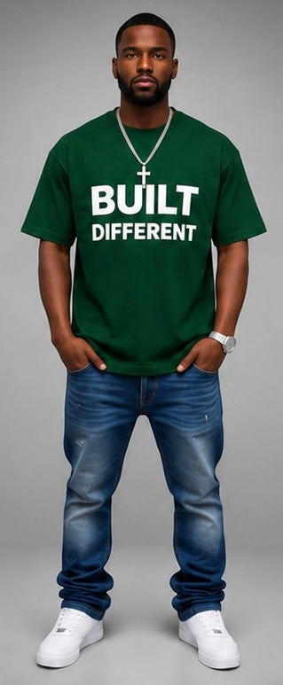 Built Different Graphic Tee, 100% Cotton Men's Streetwear Shirt, Soft Comfortable Casual Top, Summer Outfit, Everyday Wear,