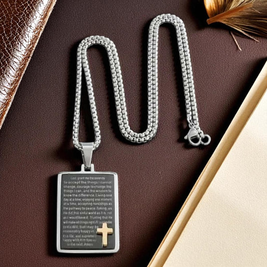 Serenity Prayer Cross Necklace