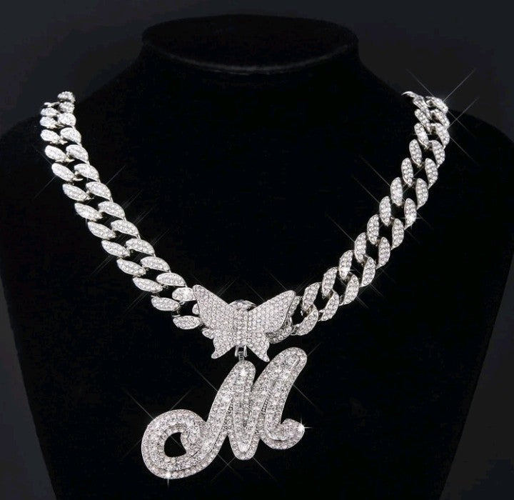 Letter M alphabet necklace