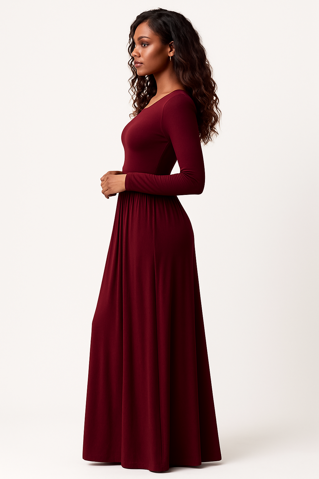 Women's Long Sleeve Loose Plain Maxi Dresses Casual Long Dresses with Pockets