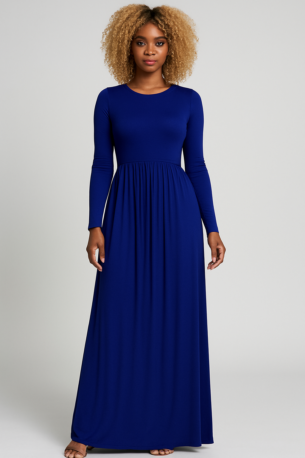 Women's Long Sleeve Loose Plain Maxi Dresses Casual Long Dresses with Pockets