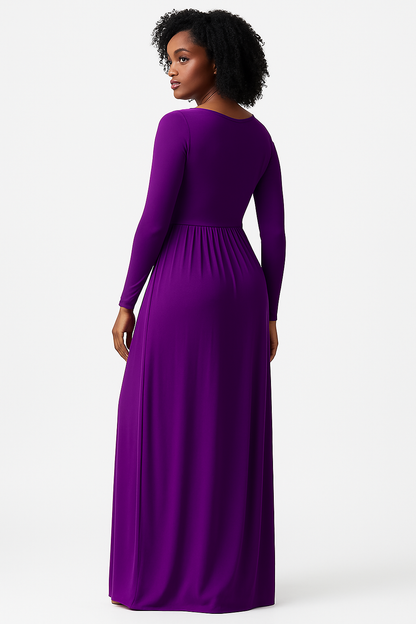 Women's Long Sleeve Loose Plain Maxi Dresses Casual Long Dresses with Pockets